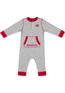 Colosseum Ohio State Buckeyes Baby Grey Power Shortage Loungewear One Piece Pajamas