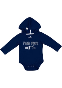 Colosseum Penn State Nittany Lions Baby Navy Blue Ellen Hooded LS Tops LS One Piece