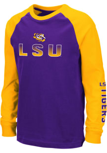 Colosseum LSU Tigers Youth Gold Beanie raglan Long Sleeve Fashion T-Shirt