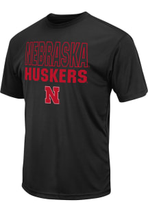 Colosseum Nebraska Cornhuskers Black Trail Flat Name Mascot Short Sleeve T Shirt