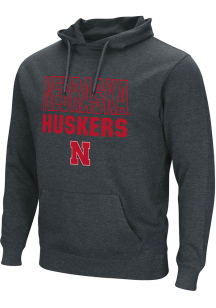 Mens Nebraska Cornhuskers Black Colosseum Campus Flat Name Mascot Hooded Sweatshirt