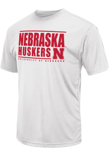 Nebraska Cornhuskers White Colosseum Trail Flat Name Mascot Short Sleeve T Shirt