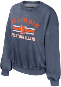 Colosseum Illinois Fighting Illini Womens Navy Blue Audrey Crew Sweatshirt