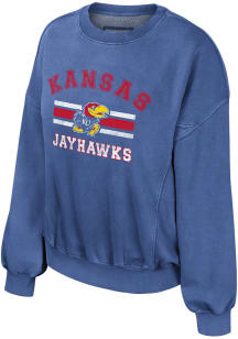 Colosseum Kansas Jayhawks Womens Blue Audrey Crew Sweatshirt