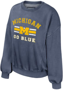 Colosseum Michigan Wolverines Womens Navy Blue Audrey Crew Sweatshirt