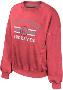 Womens Ohio State Buckeyes Red Colosseum Audrey Crew Sweatshirt