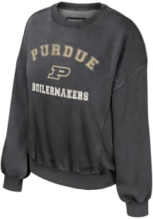 Colosseum Purdue Boilermakers Womens Black Audrey Crew Sweatshirt