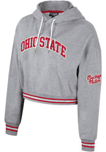 Colosseum Ohio State Buckeyes Womens Grey Crop Hooded Sweatshirt