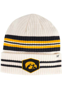 Colosseum Iowa Hawkeyes White Trainer Striped Beanie Mens Knit Hat