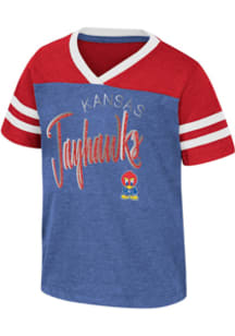 Colosseum Kansas Jayhawks Toddler Girls Blue Summer Short Sleeve T-Shirt
