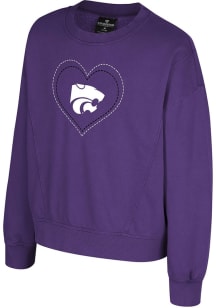 Girls K-State Wildcats Purple Colosseum For Serious Long Sleeve Crew Sweatshirt