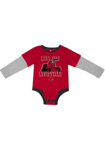 Colosseum Louisville Cardinals Baby Red Next Stop Long Sleeve One Piece