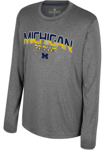 Youth Michigan Wolverines Grey Colosseum In the Computer Long Sleeve T-Shirt