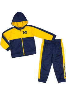 Toddler Michigan Wolverines Blue Colosseum Brint Top and Bottom Set