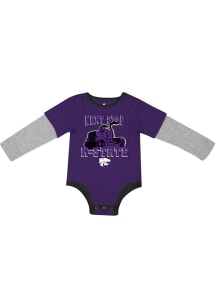 Baby K-State Wildcats Purple Colosseum Next Stop Long Sleeve One Piece