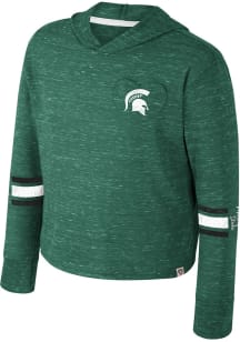 Girls Michigan State Spartans Green Colosseum Fleet Hooded Long Sleeve T-shirt