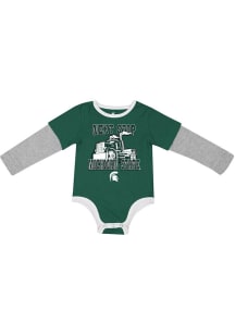 Baby Michigan State Spartans Green Colosseum Next Stop Long Sleeve One Piece