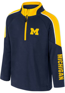 Toddler Michigan Wolverines Navy Blue Colosseum Hansel Long Sleeve Qtr Zip