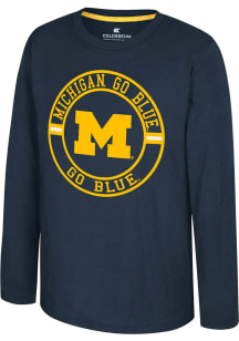 Youth Michigan Wolverines Navy Blue Colosseum Todd Long Sleeve T-Shirt