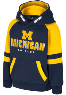 Toddler Michigan Wolverines Navy Blue Colosseum Todd Long Sleeve Hooded Sweatshirt