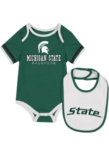 Baby Michigan State Spartans Green Colosseum The Gift One Piece with Bib Set