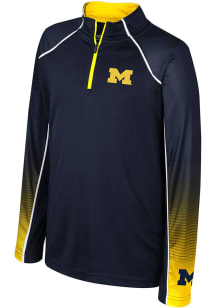 Colosseum Michigan Wolverines Youth Navy Blue Armada Long Sleeve Quarter Zip Shirt