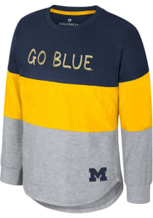 Girls Michigan Wolverines Navy Blue Colosseum Alex Long Sleeve T-shirt