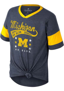 Girls Michigan Wolverines Navy Blue Colosseum Frontier Short Sleeve Fashion T-Shirt