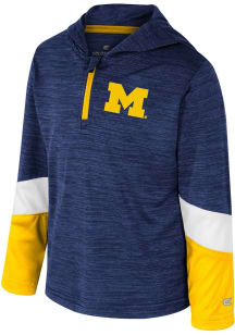 Toddler Michigan Wolverines Navy Blue Colosseum Rylos Long Sleeve Qtr Zip