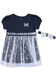Toddler Girls Michigan Wolverines Navy Blue Colosseum Star League Short Sleeve Dresses