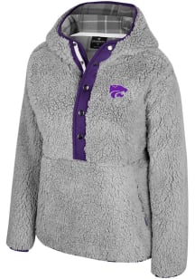 Womens K-State Wildcats Grey Colosseum Matilda 1/2 Zip Hooded Sweatshirt