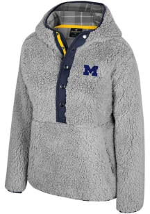 Womens Michigan Wolverines Grey Colosseum Matilda 1/2 Zip Hooded Sweatshirt