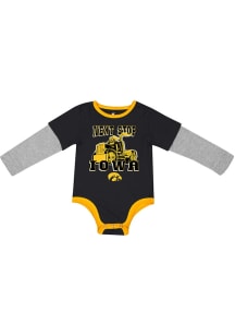 Baby Iowa Hawkeyes Black Colosseum Next Stop Long Sleeve One Piece