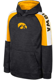 Youth Iowa Hawkeyes Black Colosseum Rylos Long Sleeve Hood