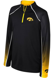 Youth Iowa Hawkeyes Black Colosseum Armada Long Sleeve Quarter Zip