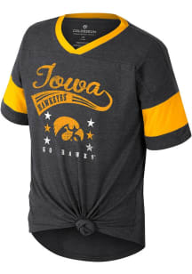 Girls Iowa Hawkeyes Black Colosseum Frontier Short Sleeve Fashion T-Shirt