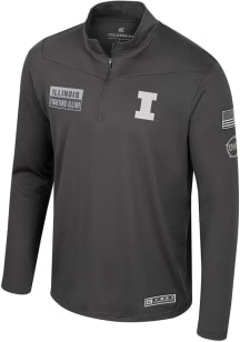 Colosseum Illinois Fighting Illini Mens Charcoal OHT Booyah Long Sleeve Qtr Zip Pullover