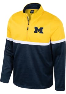 Mens Michigan Wolverines Navy Blue Colosseum Meekus Qtr Zip Pullover