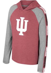 Youth Indiana Hoosiers Cardinal Colosseum Starfighter Hooded Long Sleeve Fashion T-Shirt