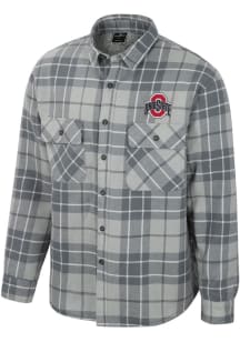 Mens Ohio State Buckeyes Grey Colosseum Coal Plaid Button Up Medium Weight Jacket