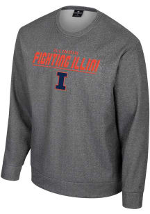 Colosseum Illinois Fighting Illini Mens Charcoal Clark Long Sleeve Sweatshirt