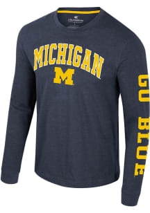 Mens Michigan Wolverines Navy Blue Colosseum Reese Tee