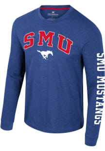 Colosseum SMU Mustangs Blue Reese Long Sleeve T Shirt