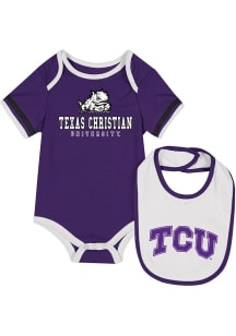 Colosseum TCU Horned Frogs Baby Purple The Gift Set One Piece with Bib