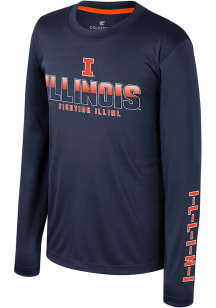 Youth Illinois Fighting Illini Navy Blue Colosseum Armada Long Sleeve T-Shirt