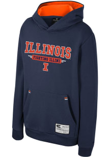 Youth Illinois Fighting Illini Navy Blue Colosseum Centauri Long Sleeve Hooded Sweatshirt