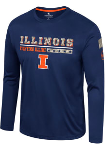 Mens Illinois Fighting Illini Navy Blue Colosseum OHT MOS Long Sleeve T-Shirt