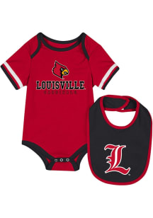 Colosseum Louisville Cardinals Baby Red The Gift Design Set One Piece with Bib