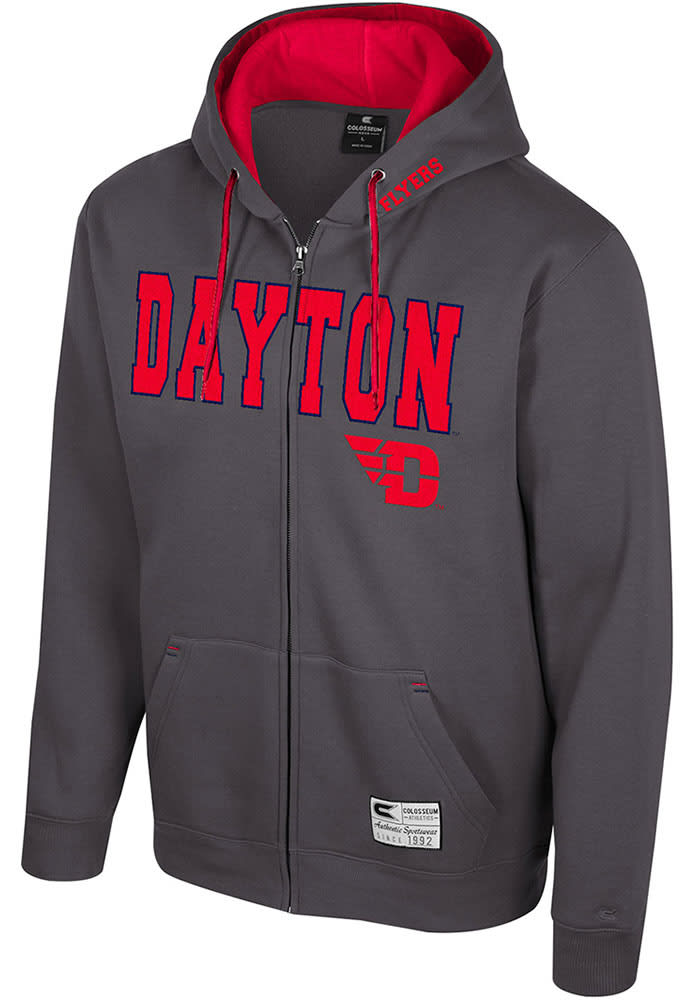 Colosseum Dayton Flyers Mens Charcoal Harrison Long Sleeve Full Zip Jacket