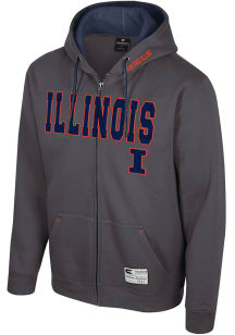 Mens Illinois Fighting Illini Charcoal Colosseum Harrison Long Sleeve Full Zip Jacket